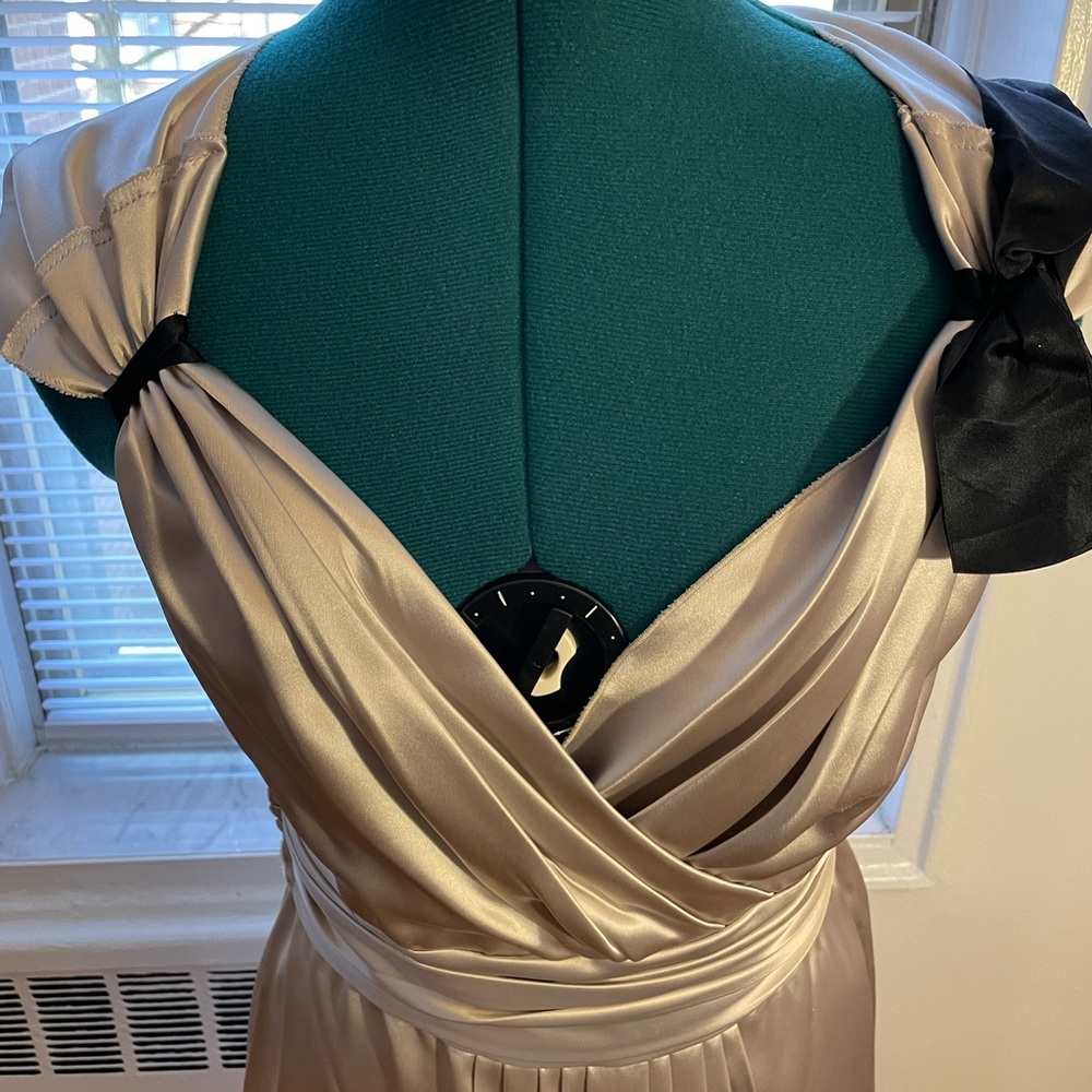 Prada Pleated Pewter Satin Dress
